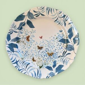 Paule Marrot for Anthropologie Francaise Floral Butterfly Dinner Plate Ceramic
